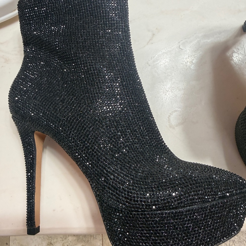 Jessica Simpson Black Crystal Embellished Stiletto Boot